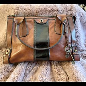 Fossil leather tote bag